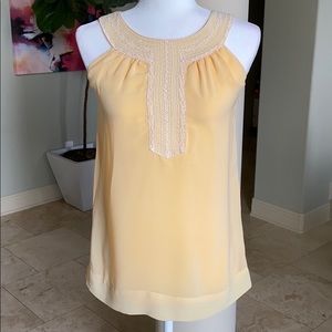 Yellow Embroidered Halter Top